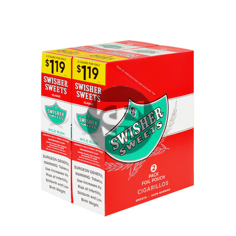 Swisher Sweets Cigarillos $1.19 Pre Priced 30 Packs of 2 Cigars Wild Rush