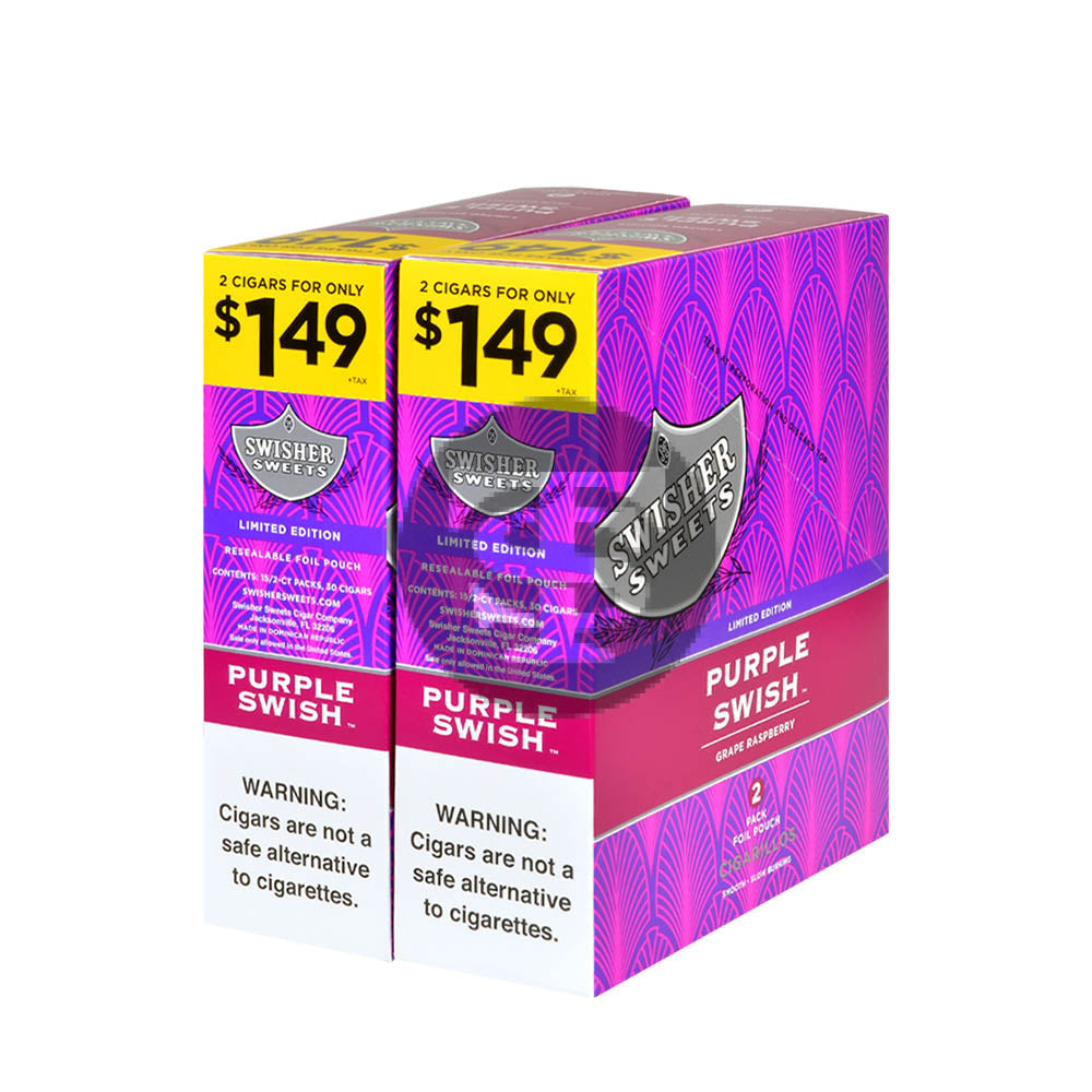 Swisher Sweets Cigarillos 1.49 Pre Priced 30 Packs of 2 Cigars Purple Swish
