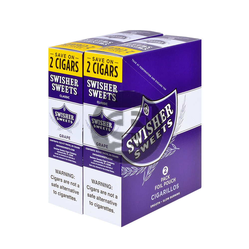 Swisher Sweets Grape Cigarillos | 30 Packs of 2 Cigars