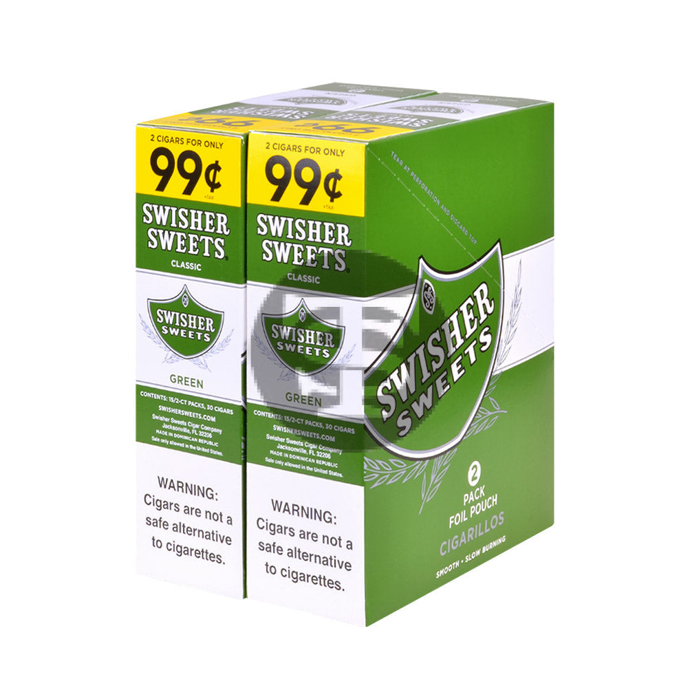 Swisher Sweets Cigarillos 99 Cent Pre Priced 30 Packs of 2 Cigars Green Sweets 2