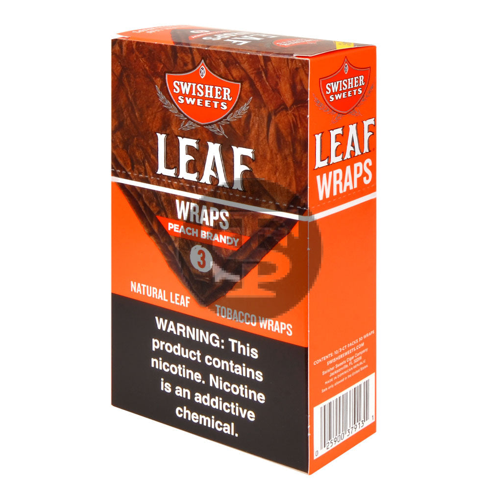 Swisher Sweets Leaf Wraps $2.49 Peach Brandy, 10 packs of 3