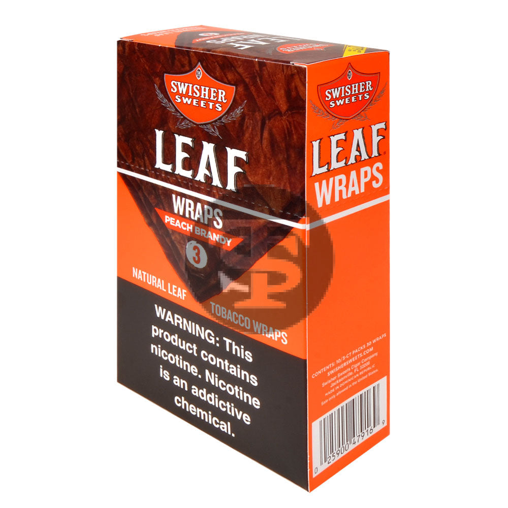 Swisher Sweets Leaf Wraps $2.79 Peach Brandy 10 packs of 3