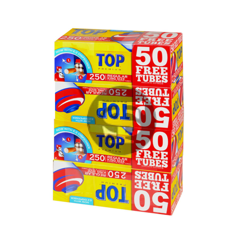 Top Premium Filter Tubes King Size Regular (Full Flavor) 4 Cartons of 250