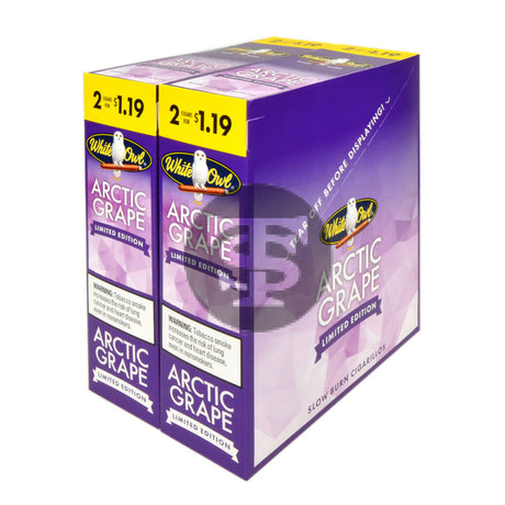 White Owl Cigarillos $1.19 Pre Priced 30 Packs of 2 Cigars Arctic Grape
