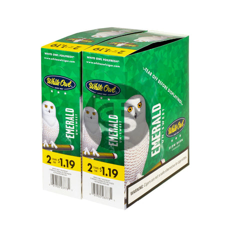 White Owl Cigarillos $1.19 Pre Priced 30 Packs of 2 Cigars Emerald
