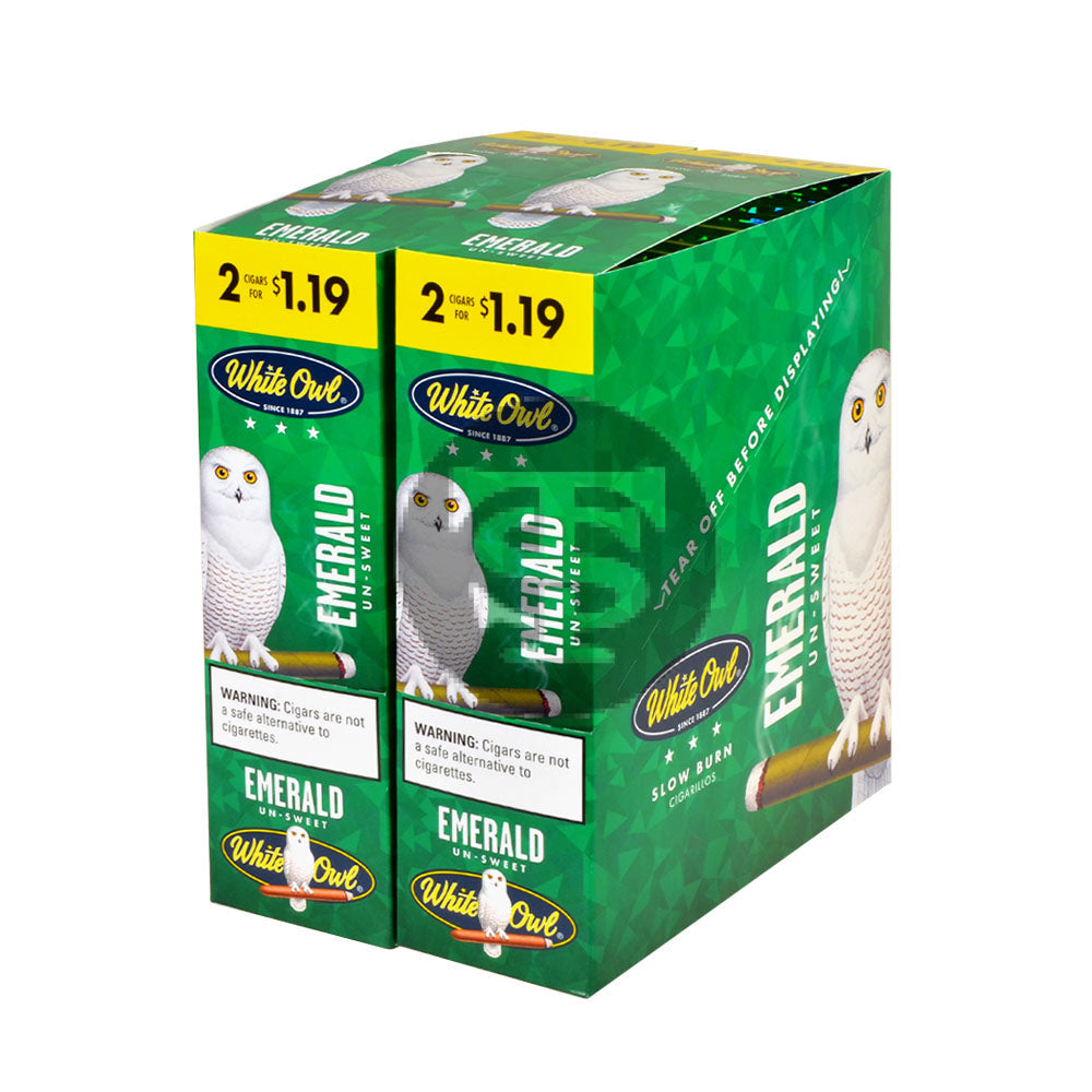 White Owl Cigarillos $1.19 Pre Priced 30 Packs of 2 Cigars Emerald
