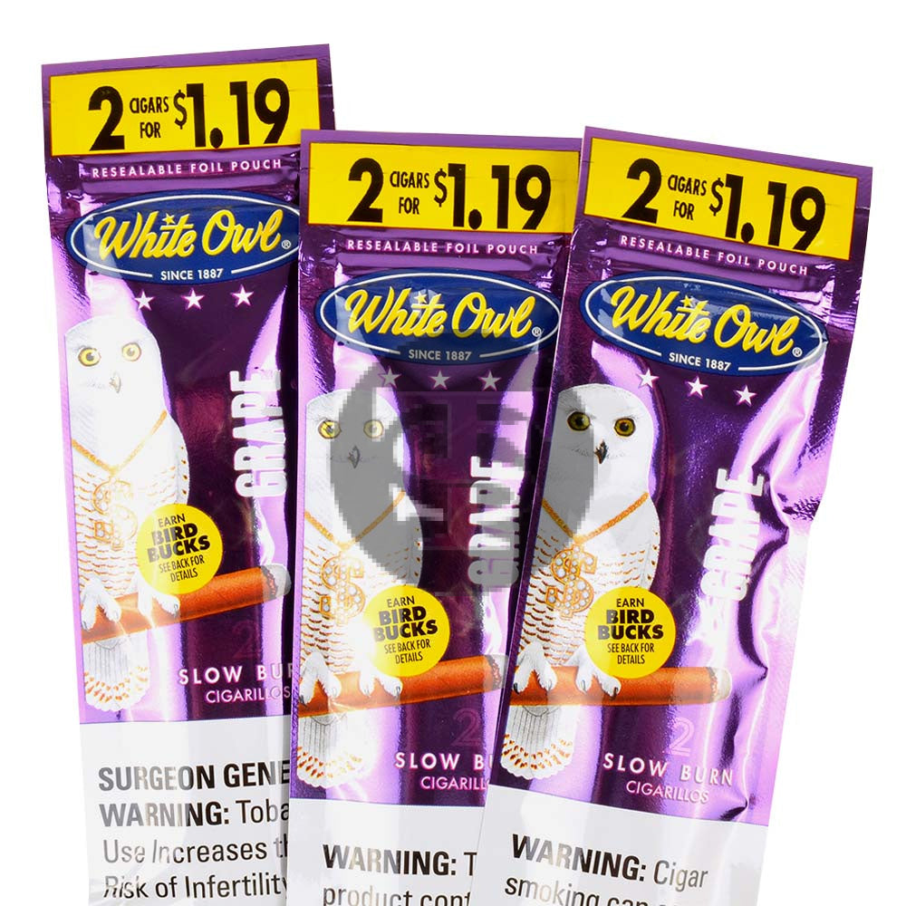 White Owl Cigarillos $1.19 Pre Priced 30 Packs of 2 Cigars Grape