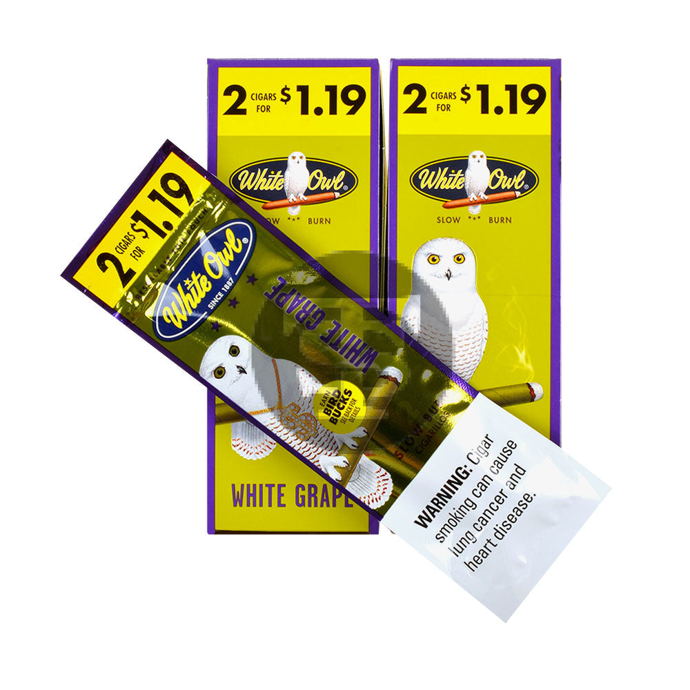 White Owl Cigarillos $1.19 Pre Priced 30 Packs of 2 Cigars White Grape