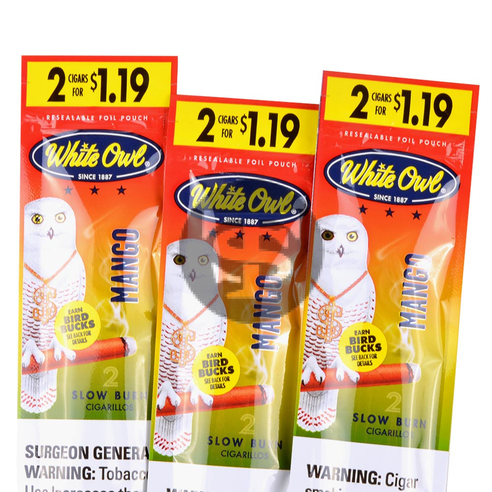 White Owl Cigarillos $1.19 Pre Priced 30 Packs of 2 Cigars Mango