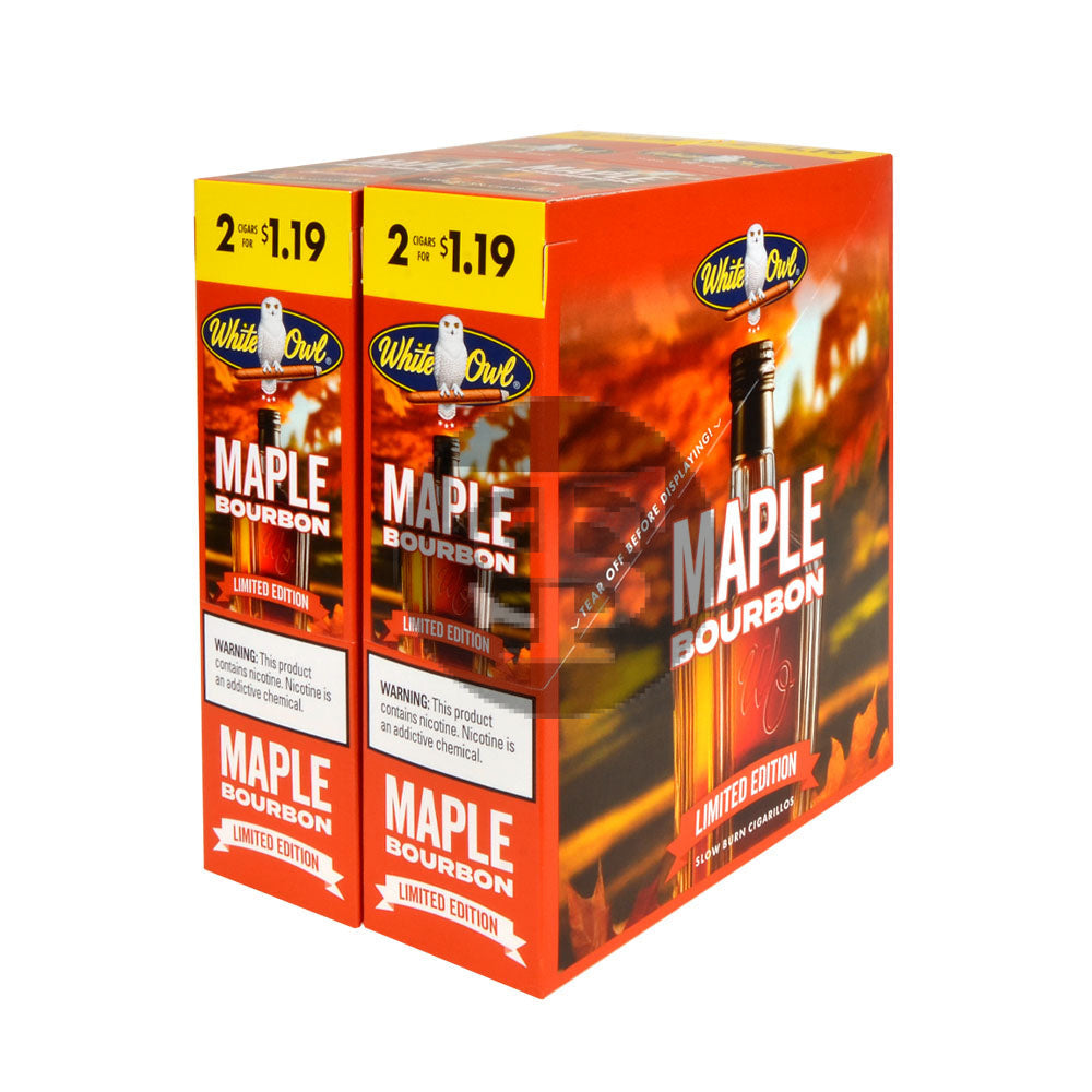 White Owl Cigarillos $1.19 Pre Priced 30 Packs of 2 Cigars Maple Bourbon
