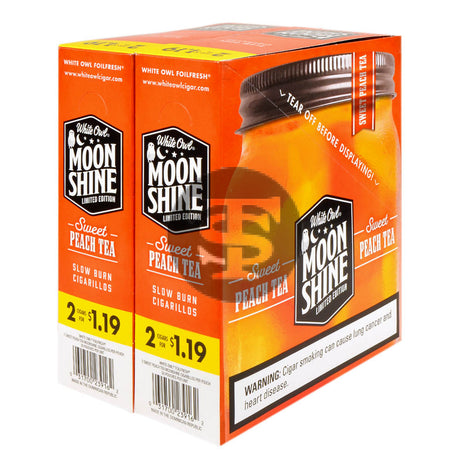 White Owl Cigarillos $1.19 Pre Priced 30 Packs of 2 Cigars Moonshine(Sweet Peach Tea)