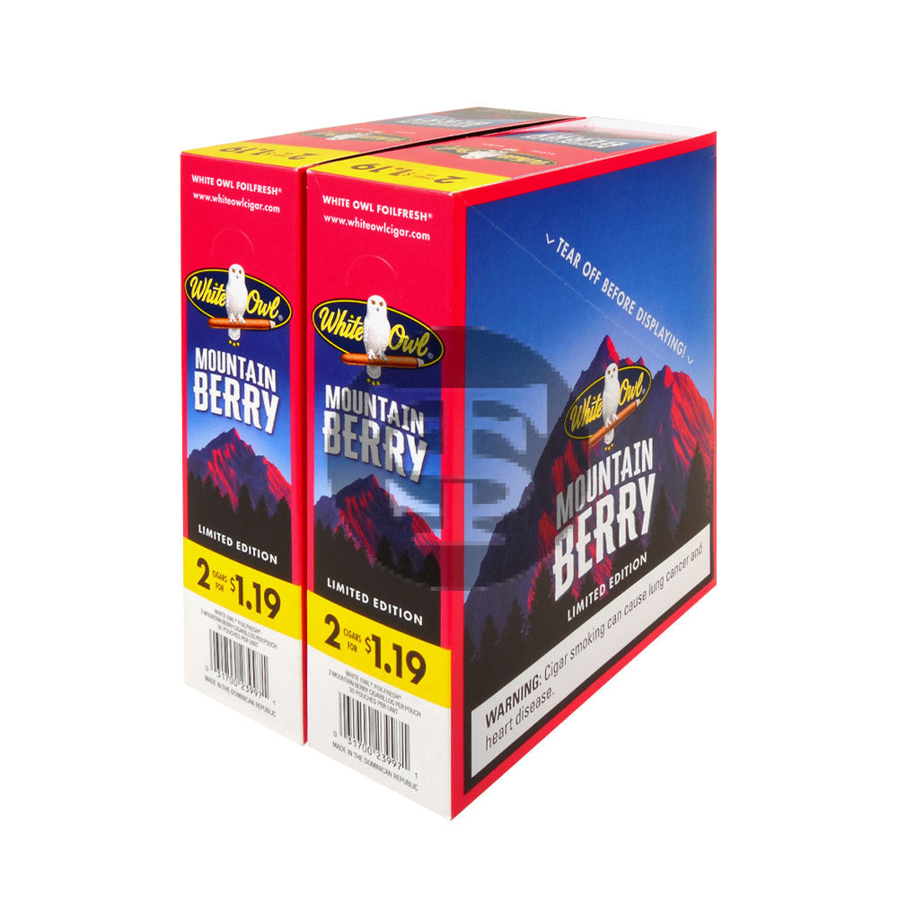 White Owl Cigarillos $1.19 Pre Priced 30 Packs of 2 Cigars Mountain Berry