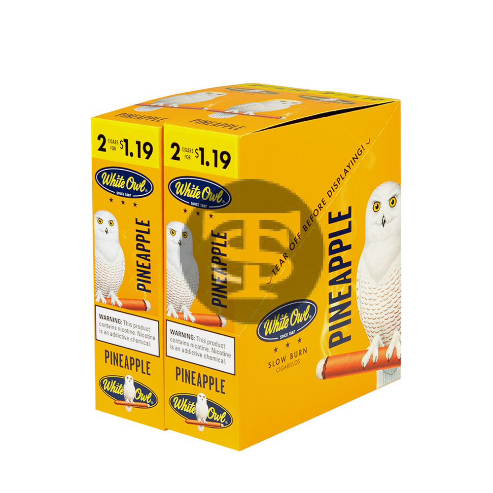 White Owl Cigarillos 1.19 Pre Priced 30 Packs of 2 Cigars Pineapple
