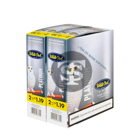 White Owl Cigarillos $1.19 Pre Priced 30 Packs of 2 Cigars Platinum