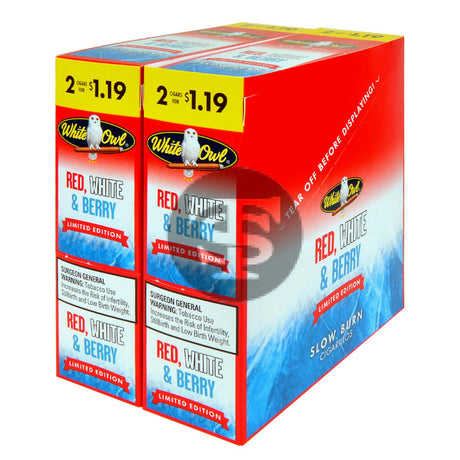 White Owl Cigarillos $1.19 Pre Priced 30 Packs of 2 Cigars Red White & Berry