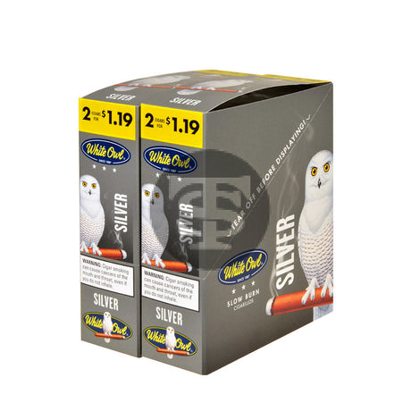 White Owl Cigarillos $1.19 Pre Priced 30 Packs of 2 Cigars Silver