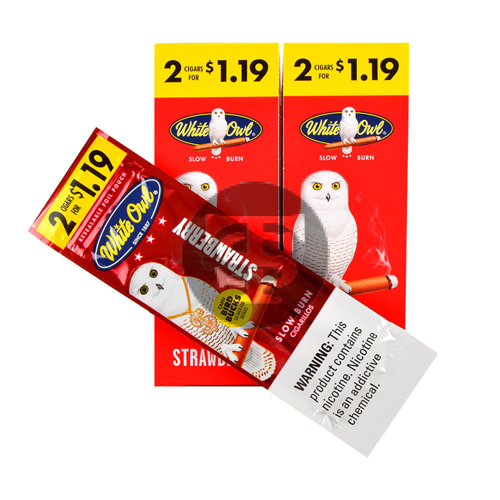 White Owl Cigarillos $1.19 Pre Priced 30 Packs of 2 Cigars Strawberry