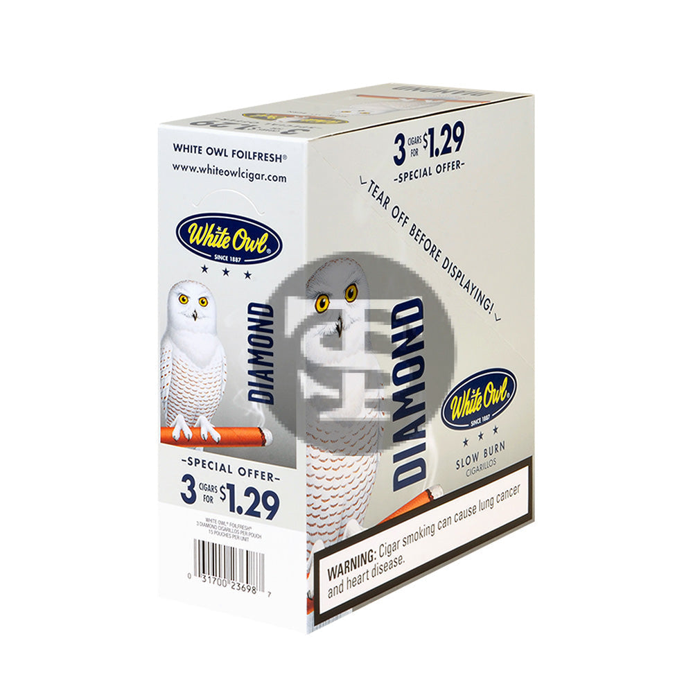 White Owl Cigarillos 1.29 Pre Priced 15 Packs of 3 Cigars Diamond