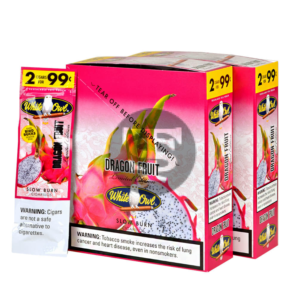 White Owl Cigarillos 99 Cent Pre Priced 30 Packs of 2 Cigars Dragon Fruit