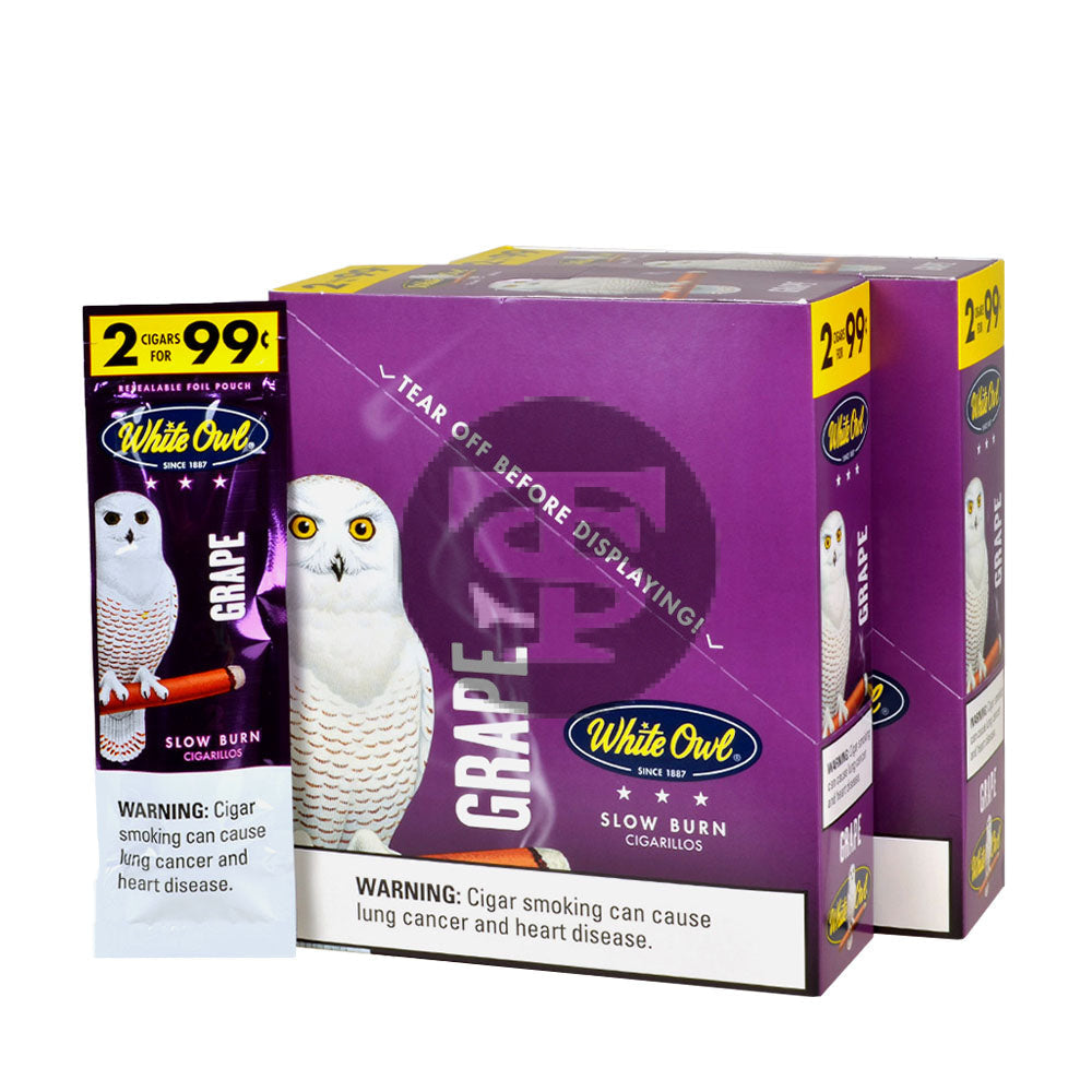 White Owl Cigarillos 99 Cent Pre Priced 30 Packs of 2 Cigars Grape