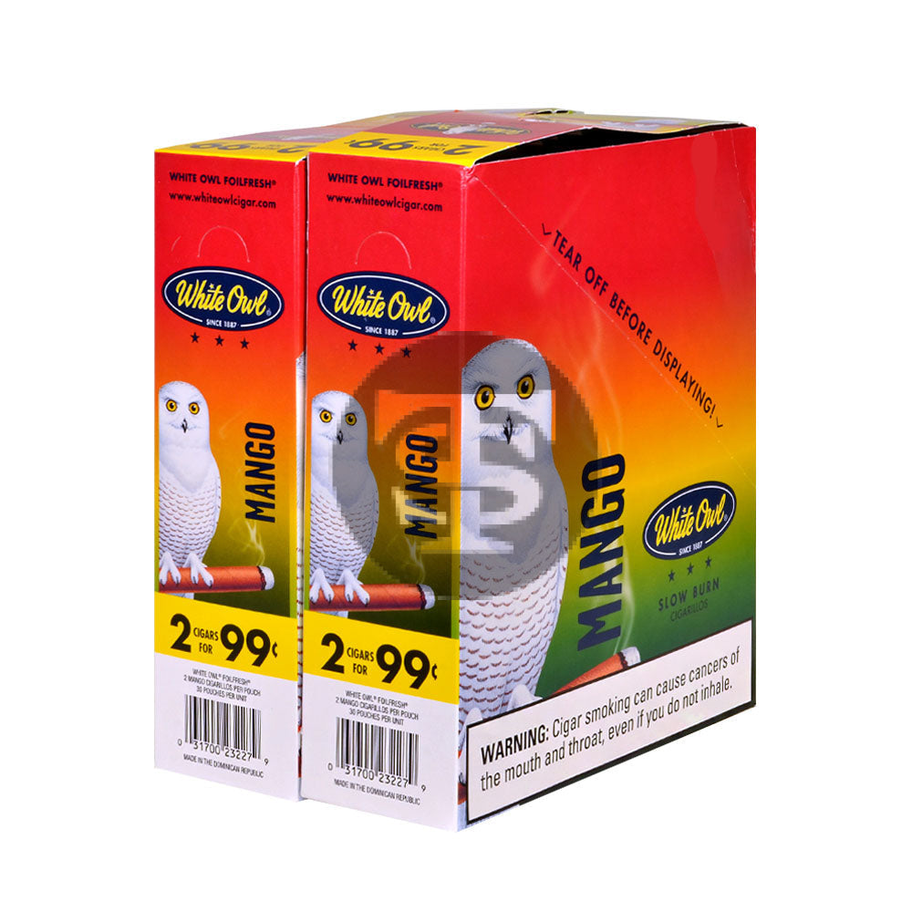 White Owl Cigarillos 99 Cent Pre Priced 30 Packs of 2 Cigars Mango