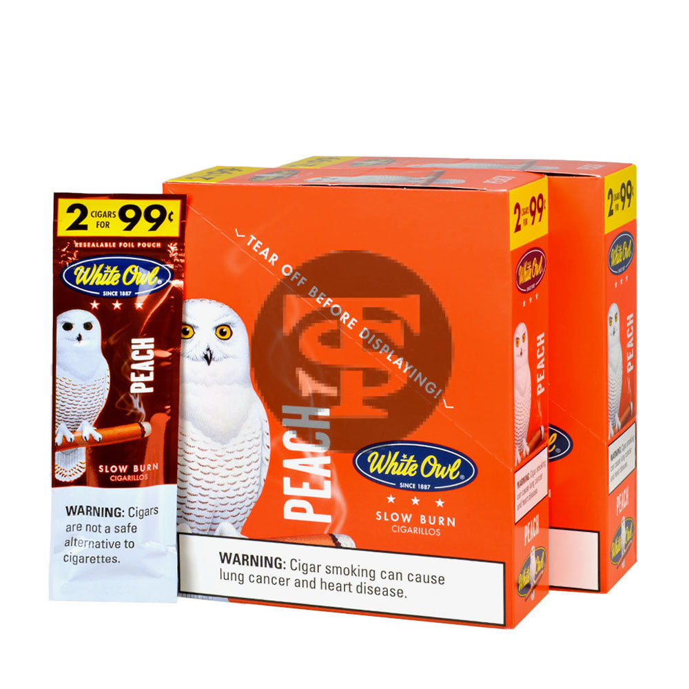 White Owl Cigarillos 99 Cent Pre Priced 30 Packs of 2 Cigars Peach