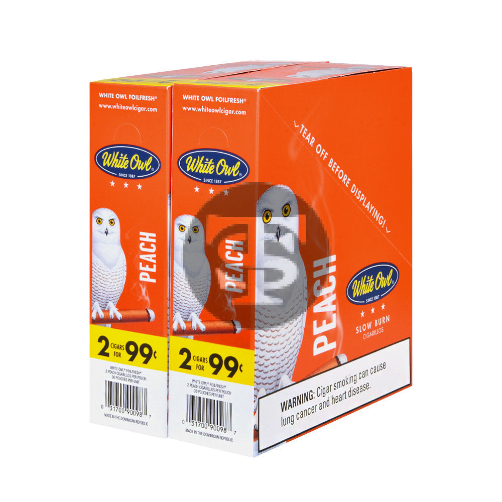 White Owl Cigarillos 99 Cent Pre Priced 30 Packs of 2 Cigars Peach