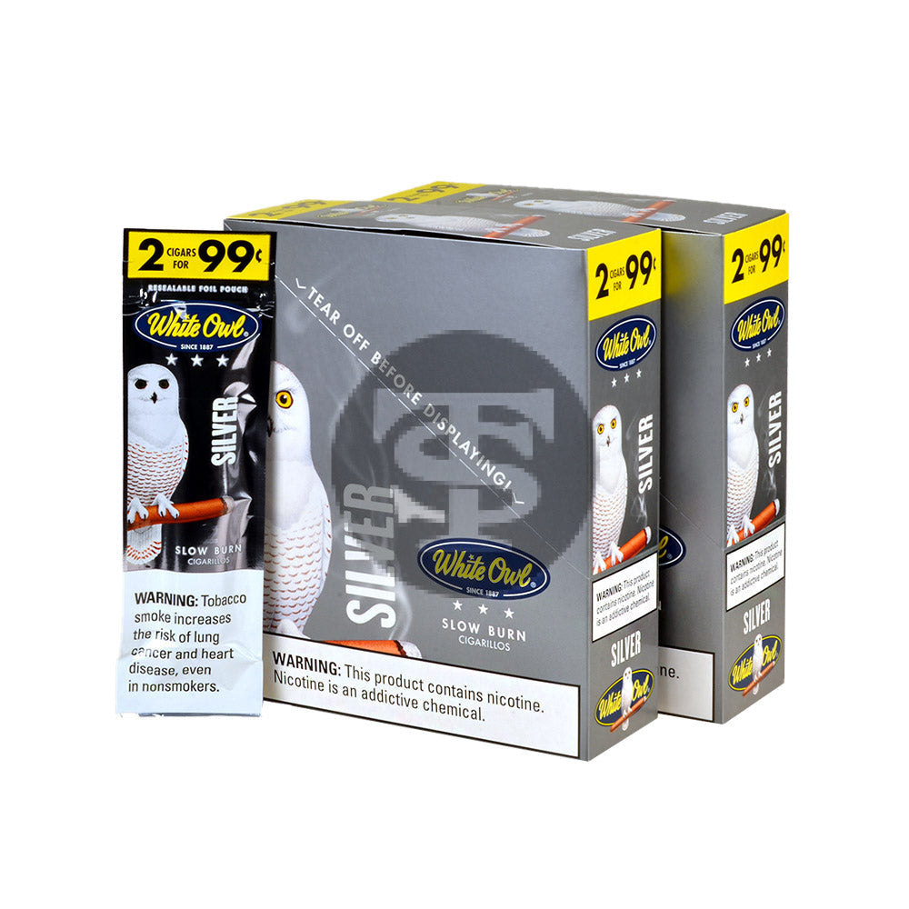 White Owl Cigarillos 99 Cent Pre Priced 30 Packs of 2 Cigars Silver 3