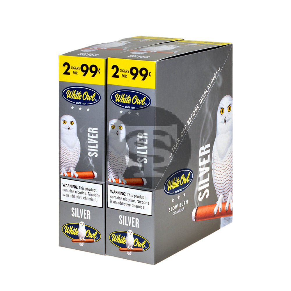 White Owl Cigarillos 99 Cent Pre Priced 30 Packs of 2 Cigars Silver 1