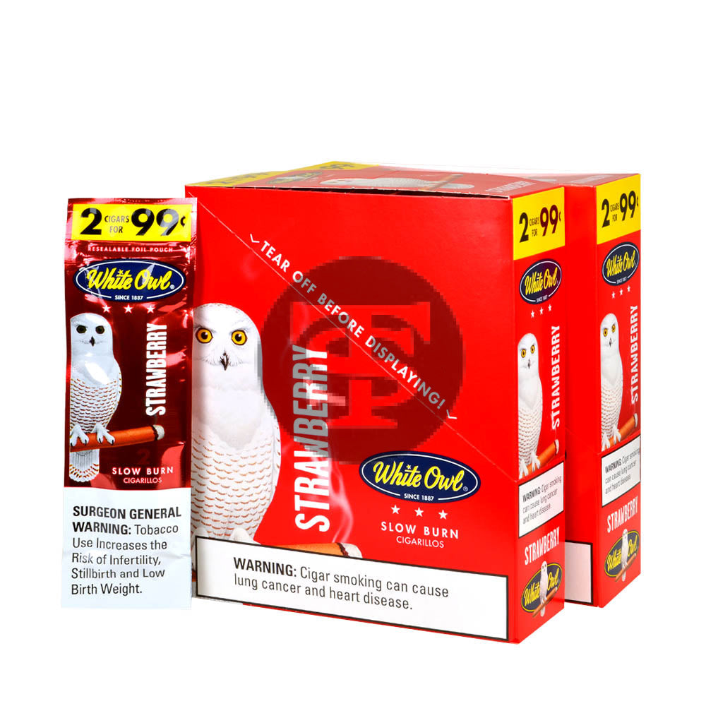 White Owl Cigarillos 99 Cent Pre Priced 30 Packs of 2 Cigars Strawberry