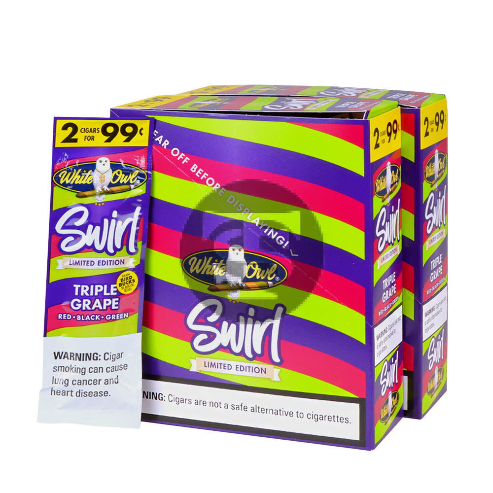 White Owl Cigarillos 99 Cent Pre Priced 30 Packs of 2 Cigars Swirl Triple Grape 3