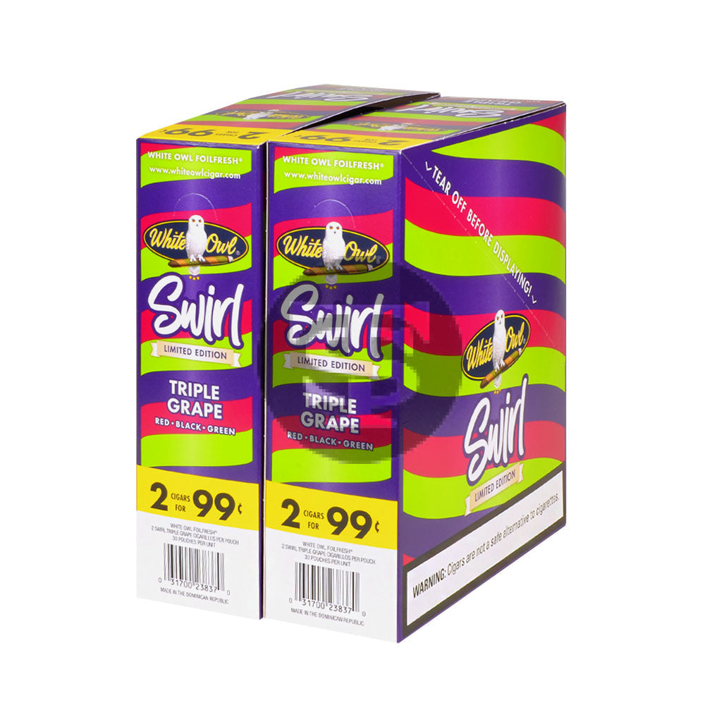 White Owl Cigarillos 99 Cent Pre Priced 30 Packs of 2 Cigars Swirl Triple Grape 2