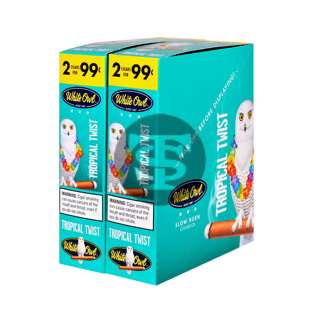 White Owl Cigarillos 99 Cent Pre Priced 30 Packs of 2 Cigars Tropical Twist