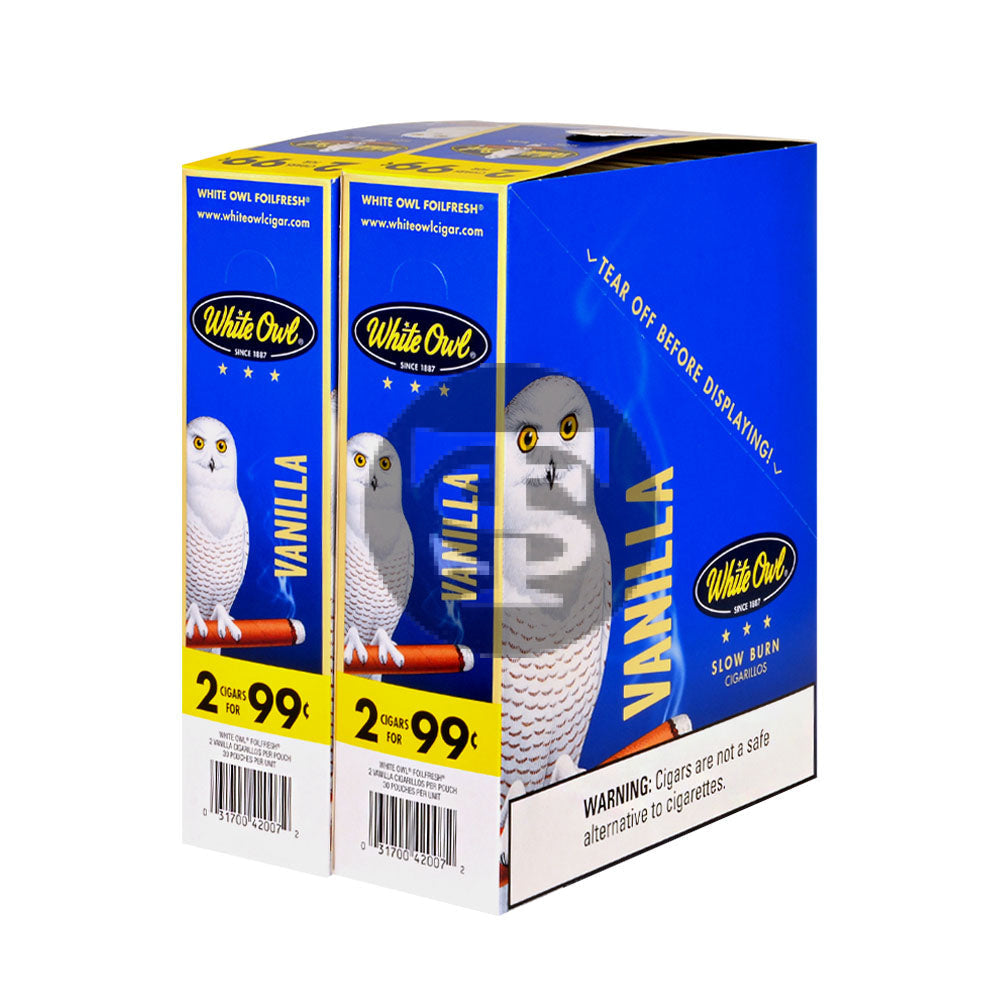 White Owl Cigarillos 99 Cent Pre Priced 30 Packs of 2 Cigars Vanilla
