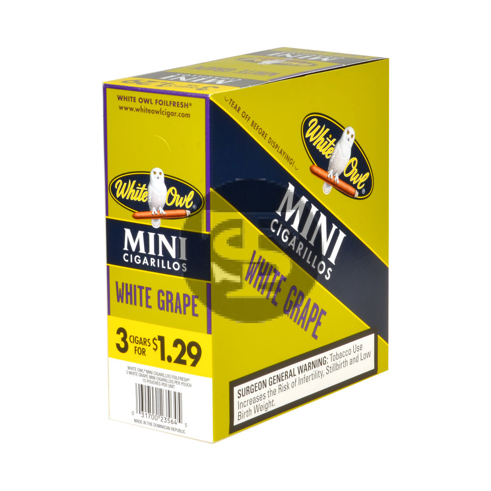 White Owl Cigarillos Mini 3 for $1.29 15 Packs Of 3 White Grape 2
