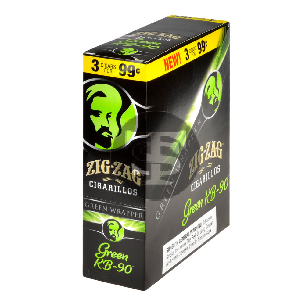 Zig Zag Green KB-90 Cigarillos 3 for 99 Cents 15 Pouches of 3