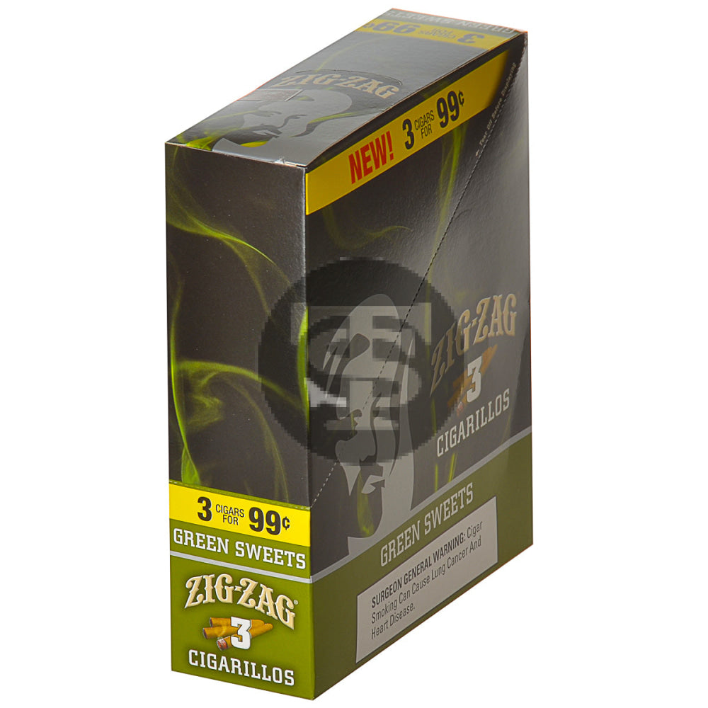 Zig Zag Green Sweets Cigarillos 3 for 99 Cents 15 Pouches of 3 1
