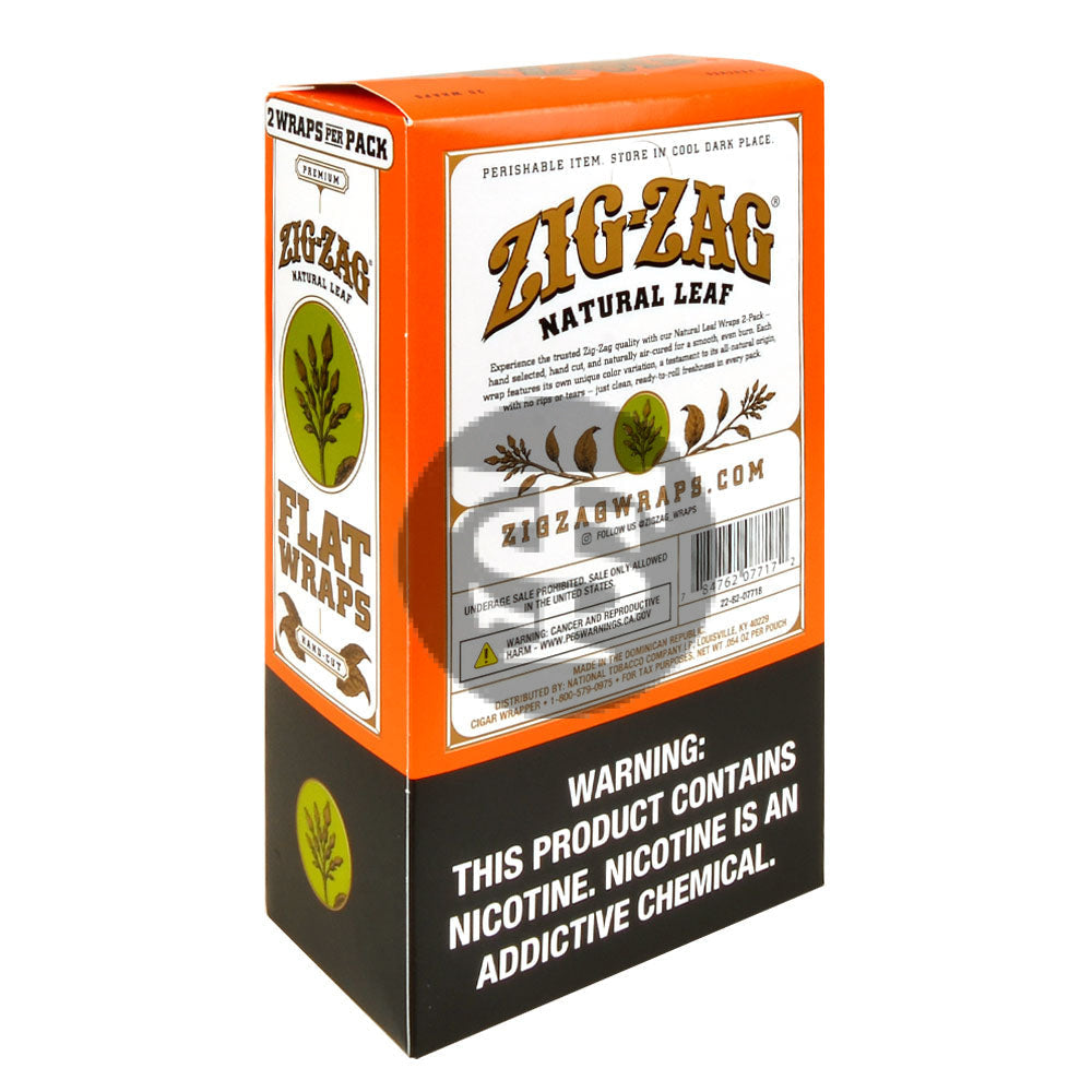 Zig Zag Natural Leaf Flat Wraps 2x10pk, Signature Blend – Tobacco