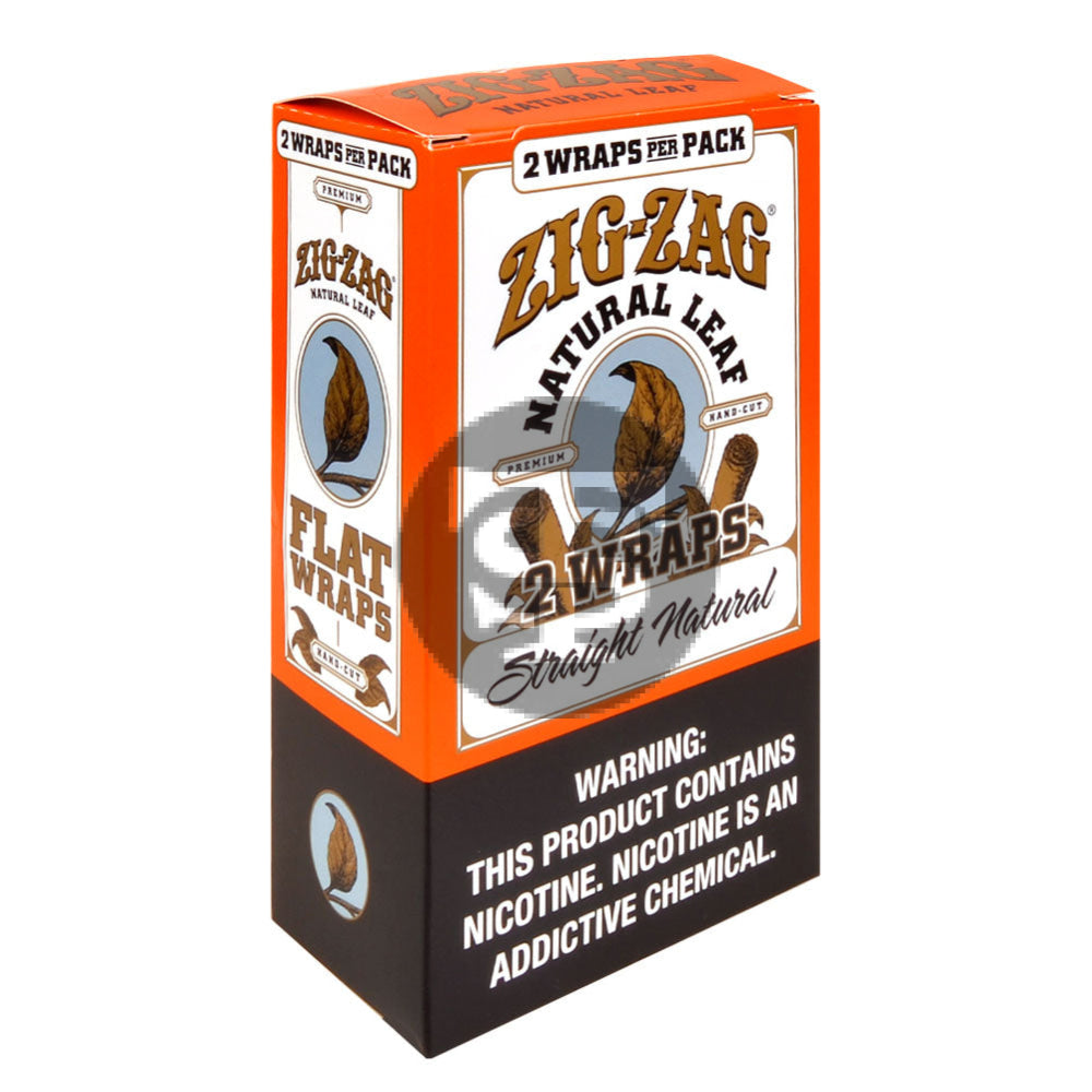 Zig Zag Natural Leaf Flat Wraps 2x10pk, Straight Natural – Tobacco