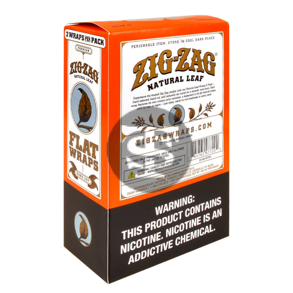 Zig Zag Natural Leaf Flat Wraps 2x10pk, Straight Natural – Tobacco