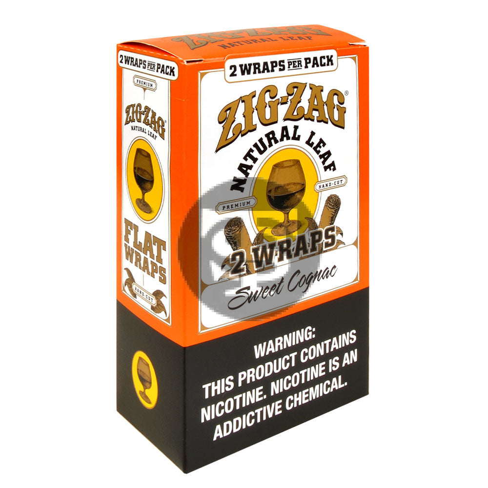 Zig Zag Natural Leaf Flat Wraps 2x10pk, Sweet Cognac – Tobacco Stock