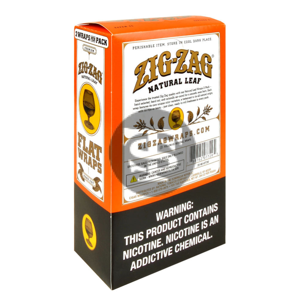 Zig Zag Natural Leaf Flat Wraps 2x10pk Sweet Cognac
