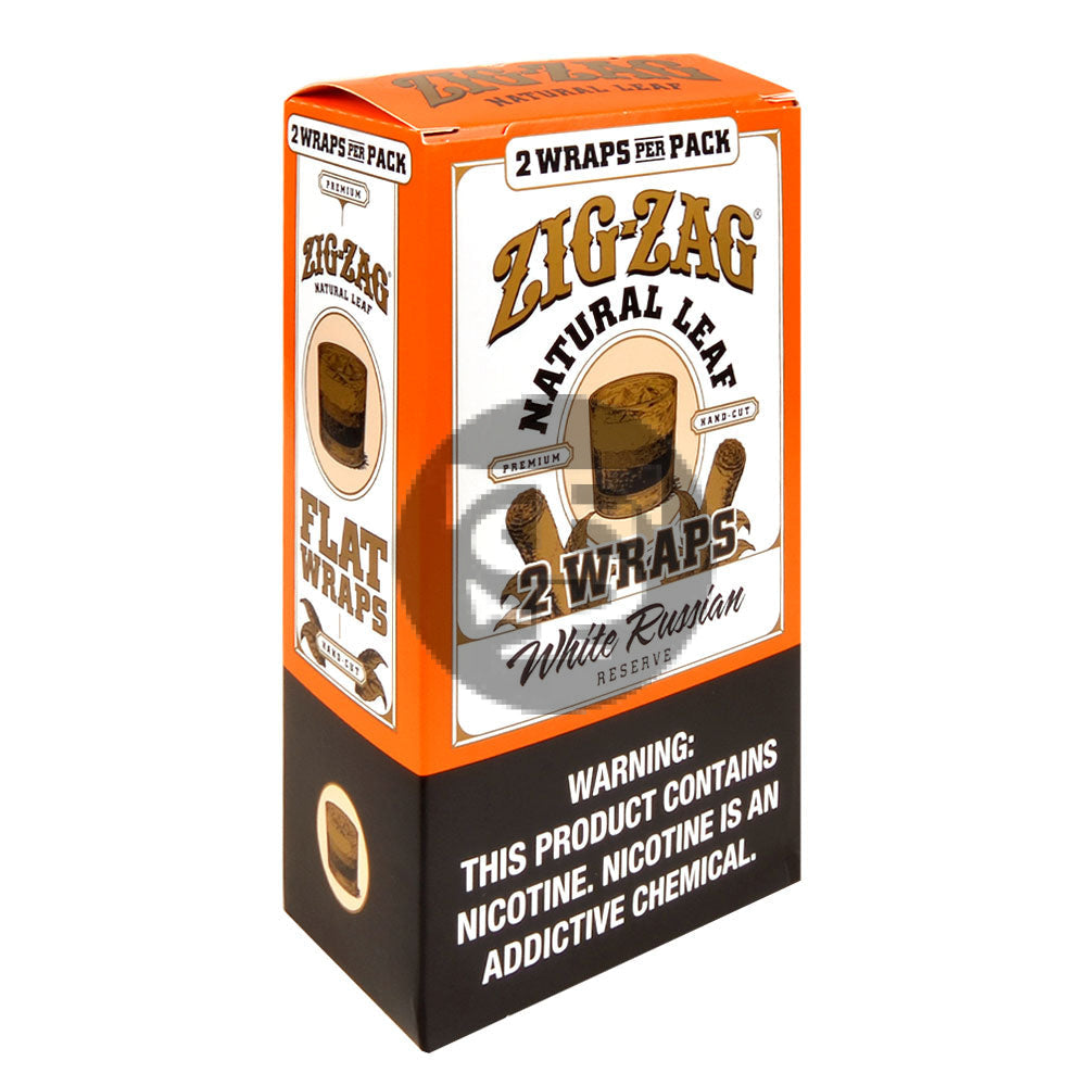 Zig Zag Natural Leaf Flat Wraps 2x10pk, White Russian – Tobacco Stock