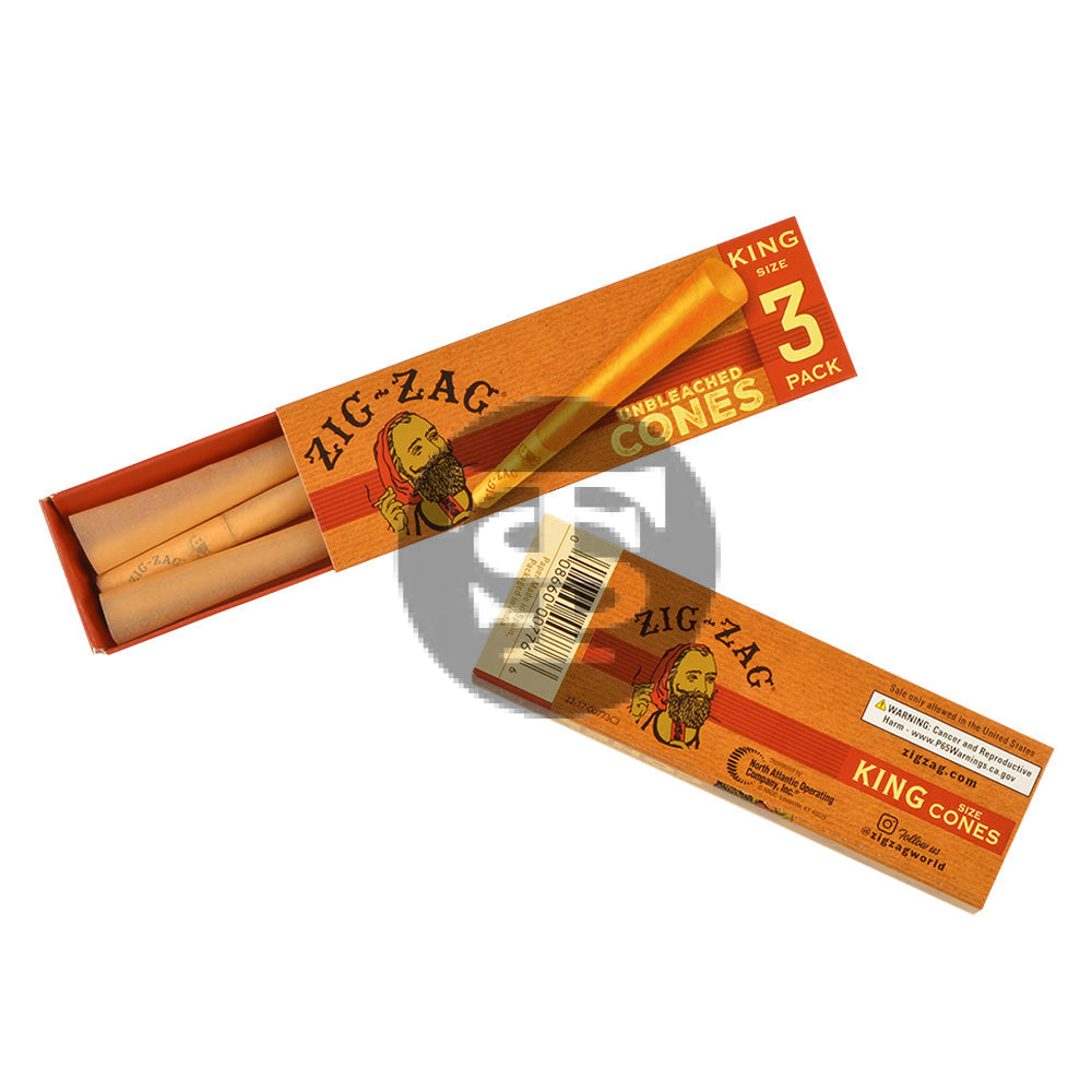 Zig Zag Paper Cones Unbleached King Size Pack of 3