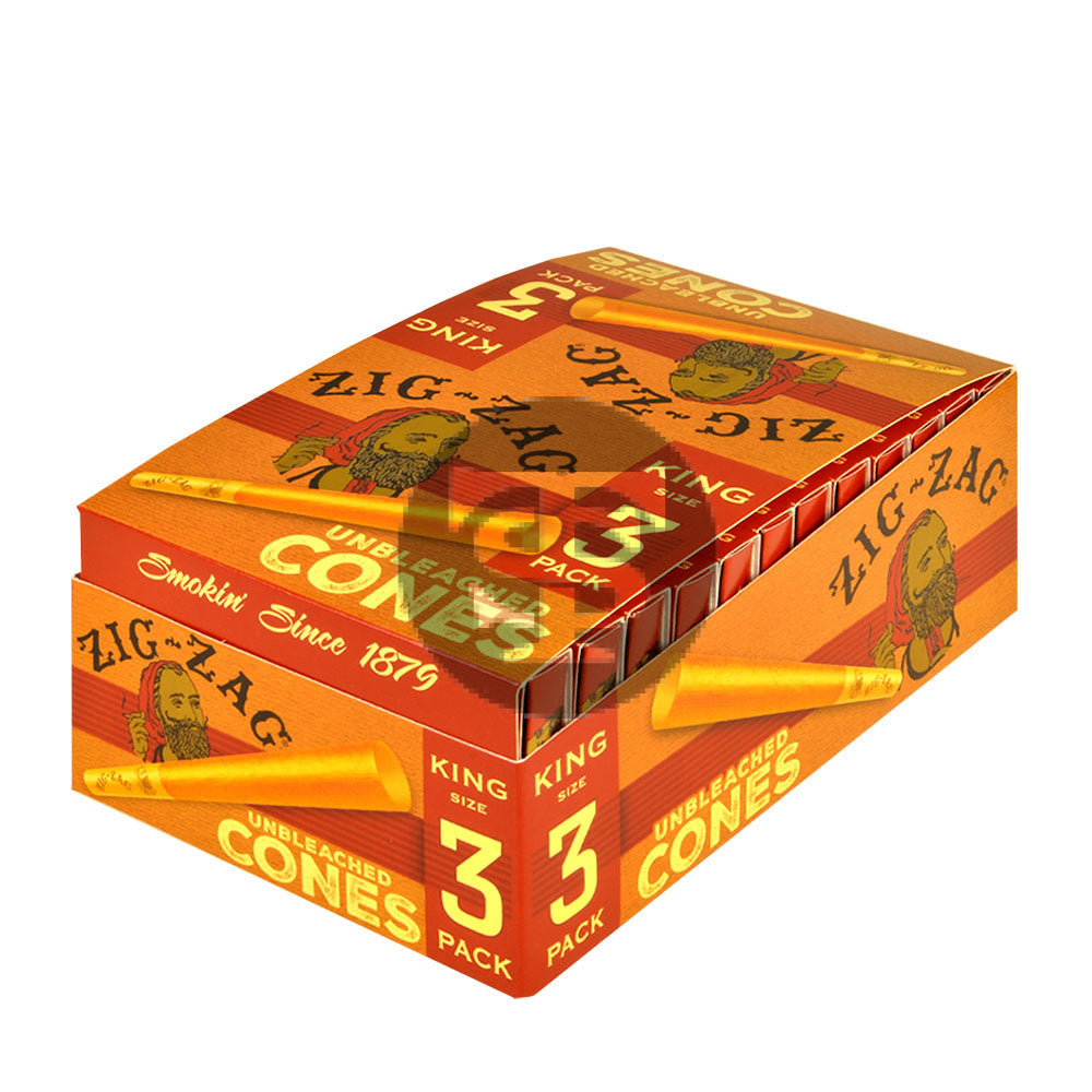 Zig Zag Paper Cones Unbleached King Size Pack of 3