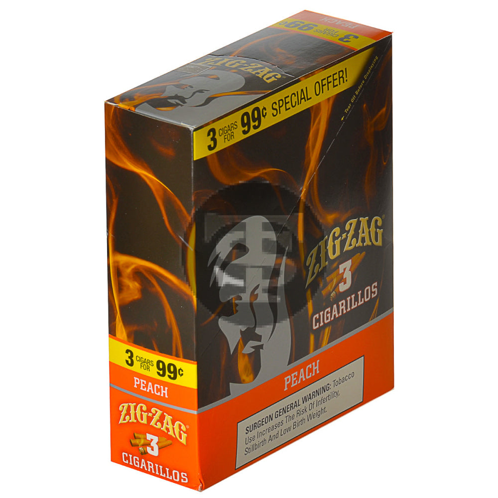 Zig Zag Peach Cigarillos 3 for 99 Cents 15 Pouches of 3 1