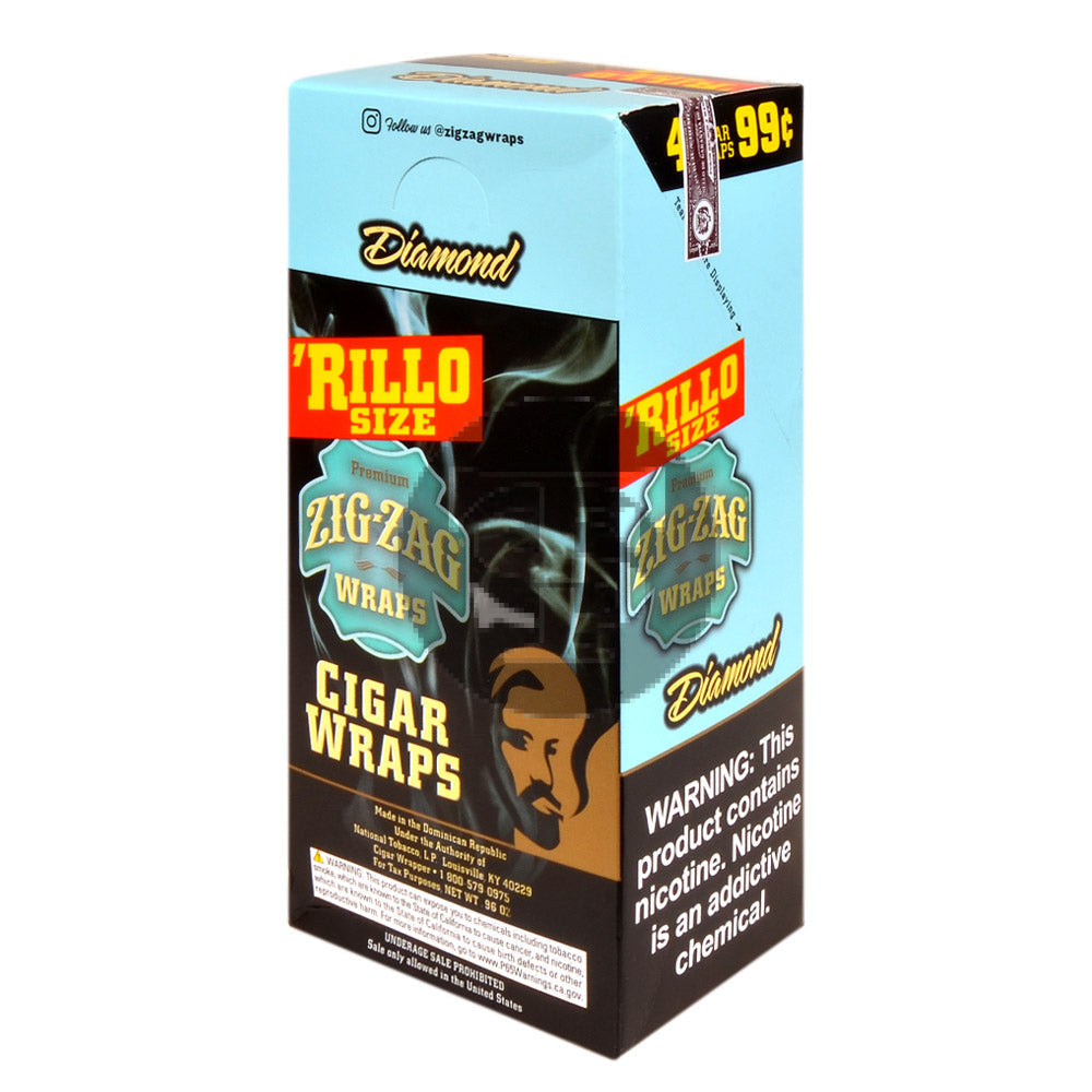 Zig Zag Rillo Size Cigar Wraps 4 for 99 Cents 15 Pouches of 4 Diamond