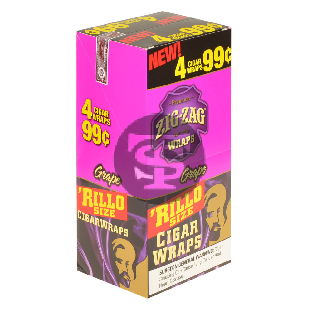 Zig Zag Rillo Size Cigar Wraps 4 for 99 Cents 15 Pouches of 4 Grape 1