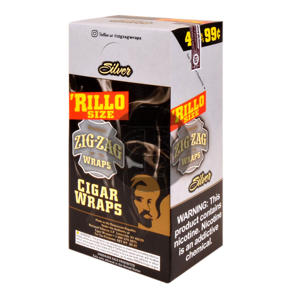 Zig Zag Rillo Size Silver Wraps | 4 for 99 Cents | 15 Pouches of 4