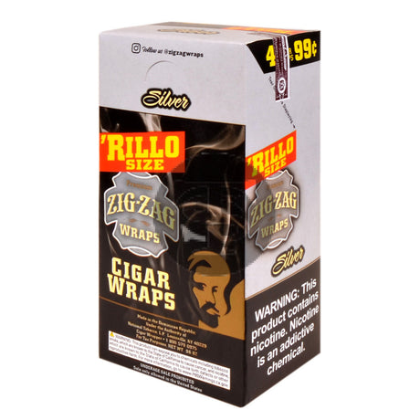 Zig Zag Rillo Size Cigar Wraps 4 for 99 Cents 15 Pouches of 4 Silver